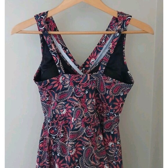 Lands' End Crossover Swim Dress Size 8 Pink Floral Paisley Skirted Beach Cruise - Picture 7 of 7